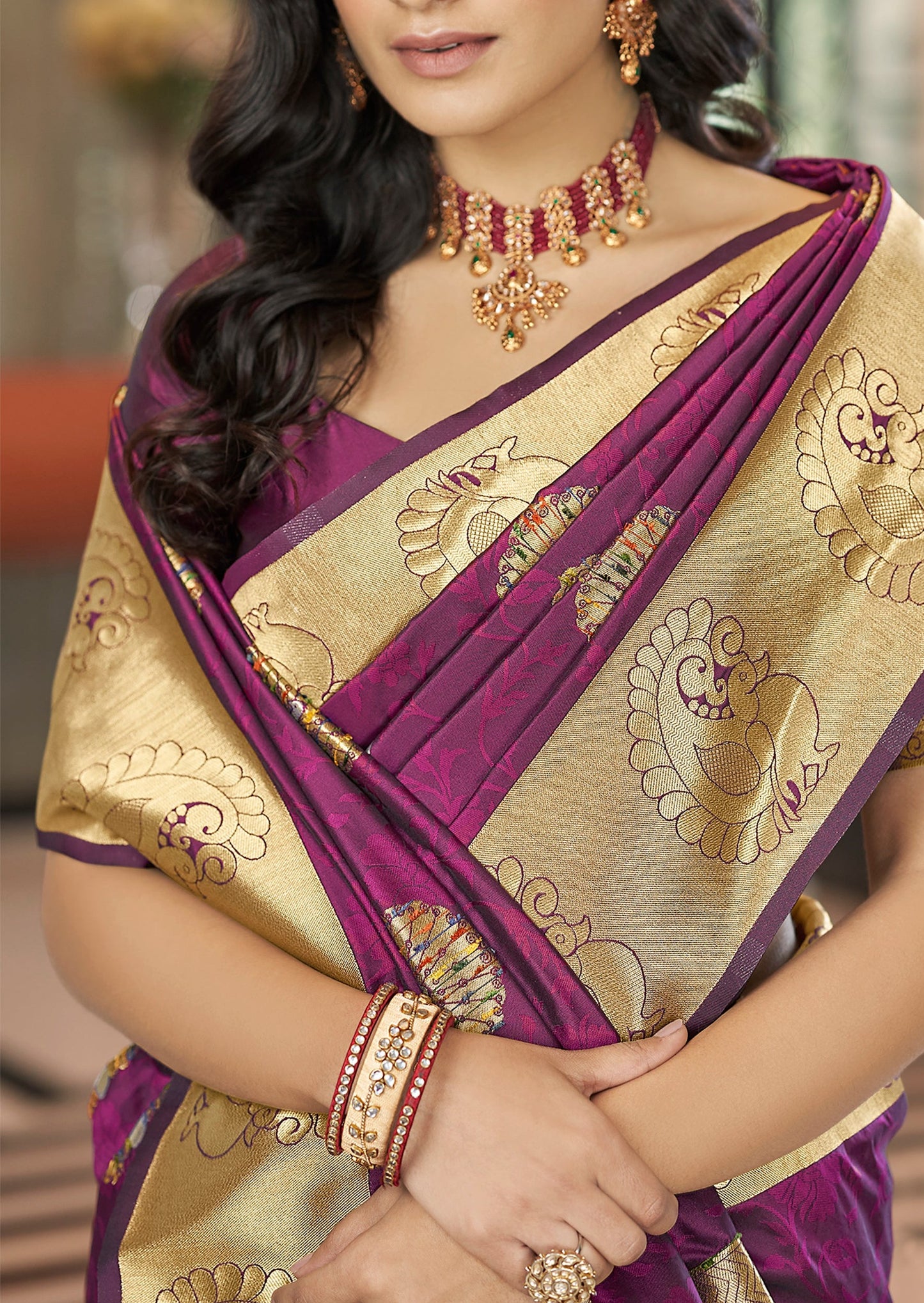 Zari Banarasi Silk Magenta Pink Saree