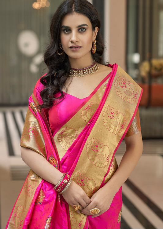 Pink Color Banarasi Silk Saree