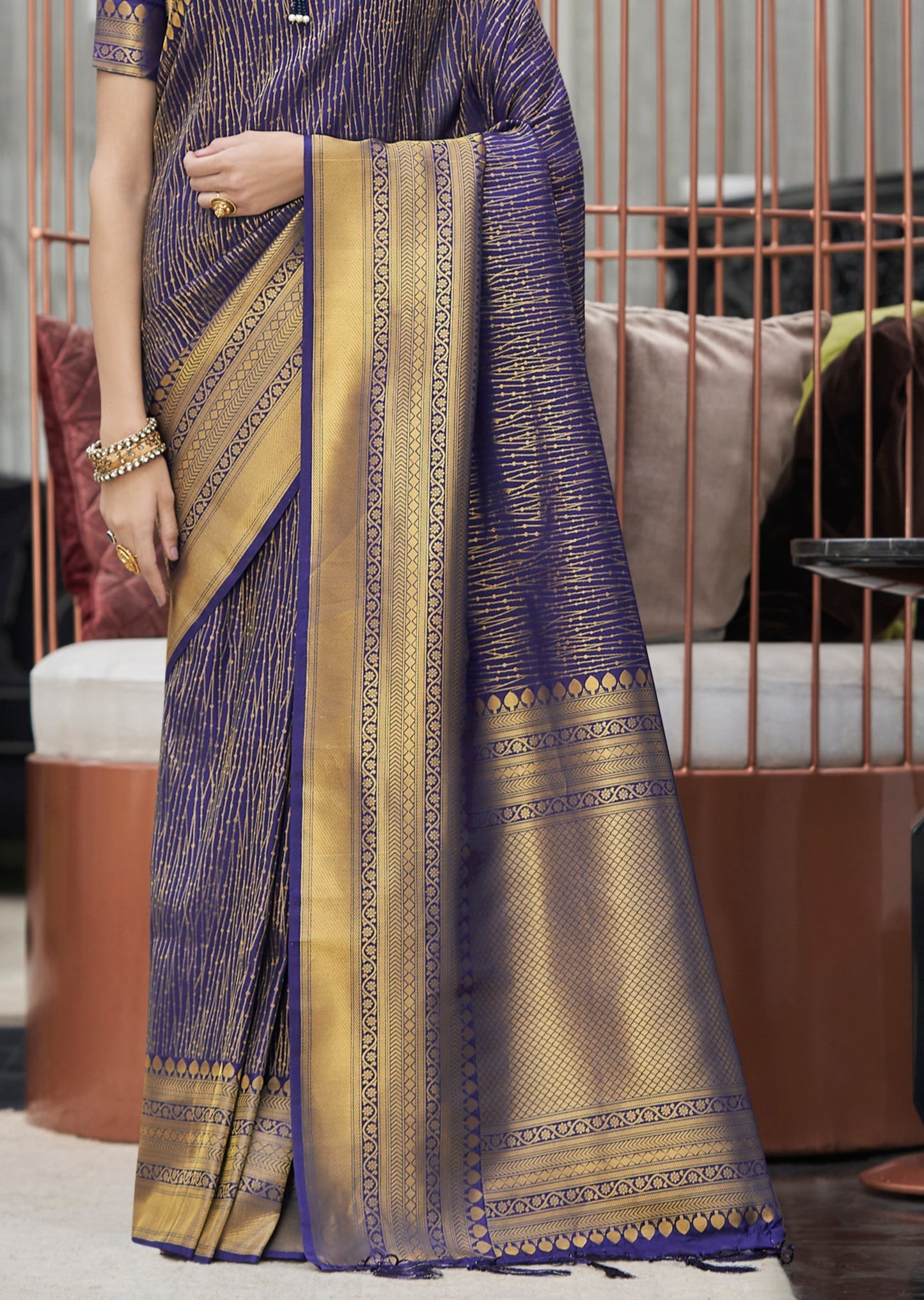 Kamalam: Pure Katan Silk Banarasi Handloom Purple Saree