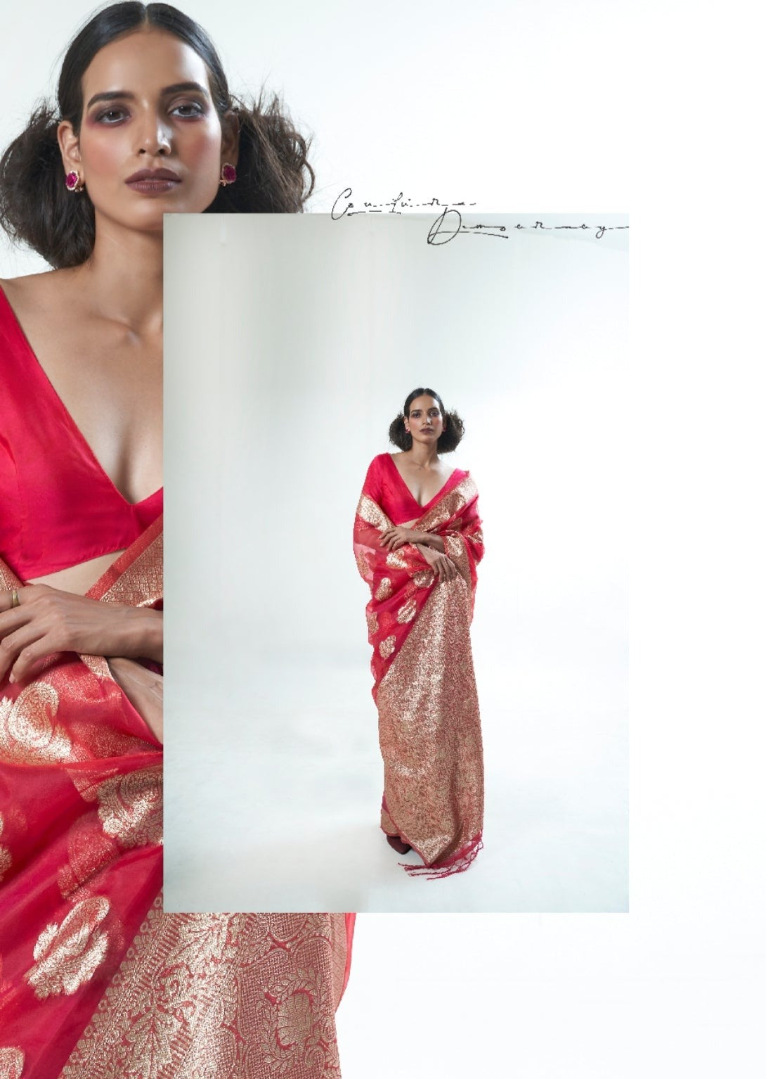 Pure Organza Handloom Silk Bridal Red Saree