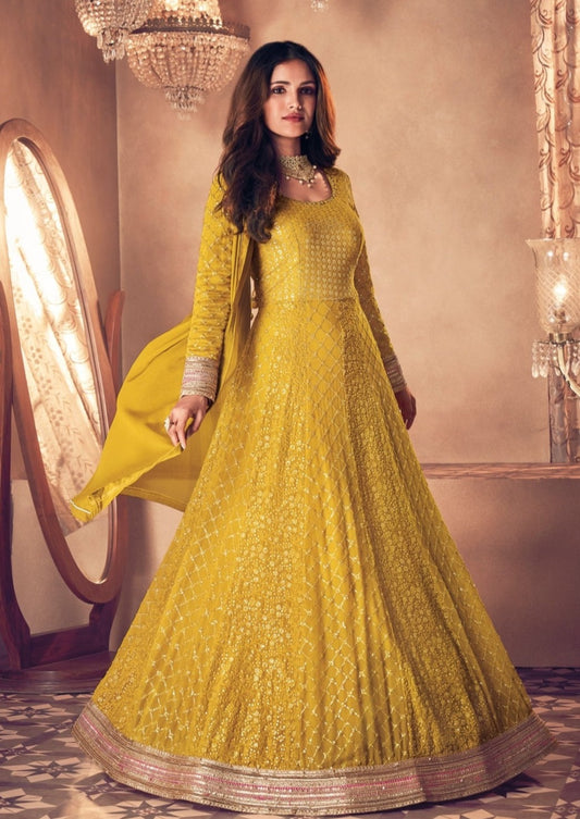 Yellow Anarkali Suit With Dupatta