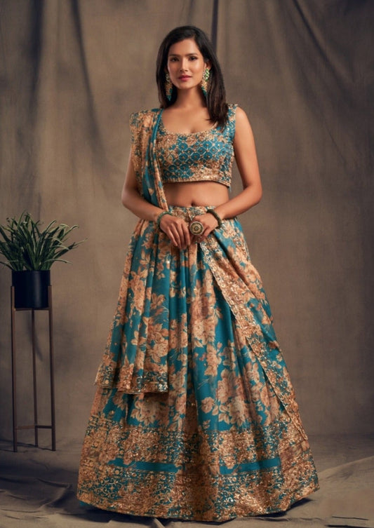 Organza lehenga