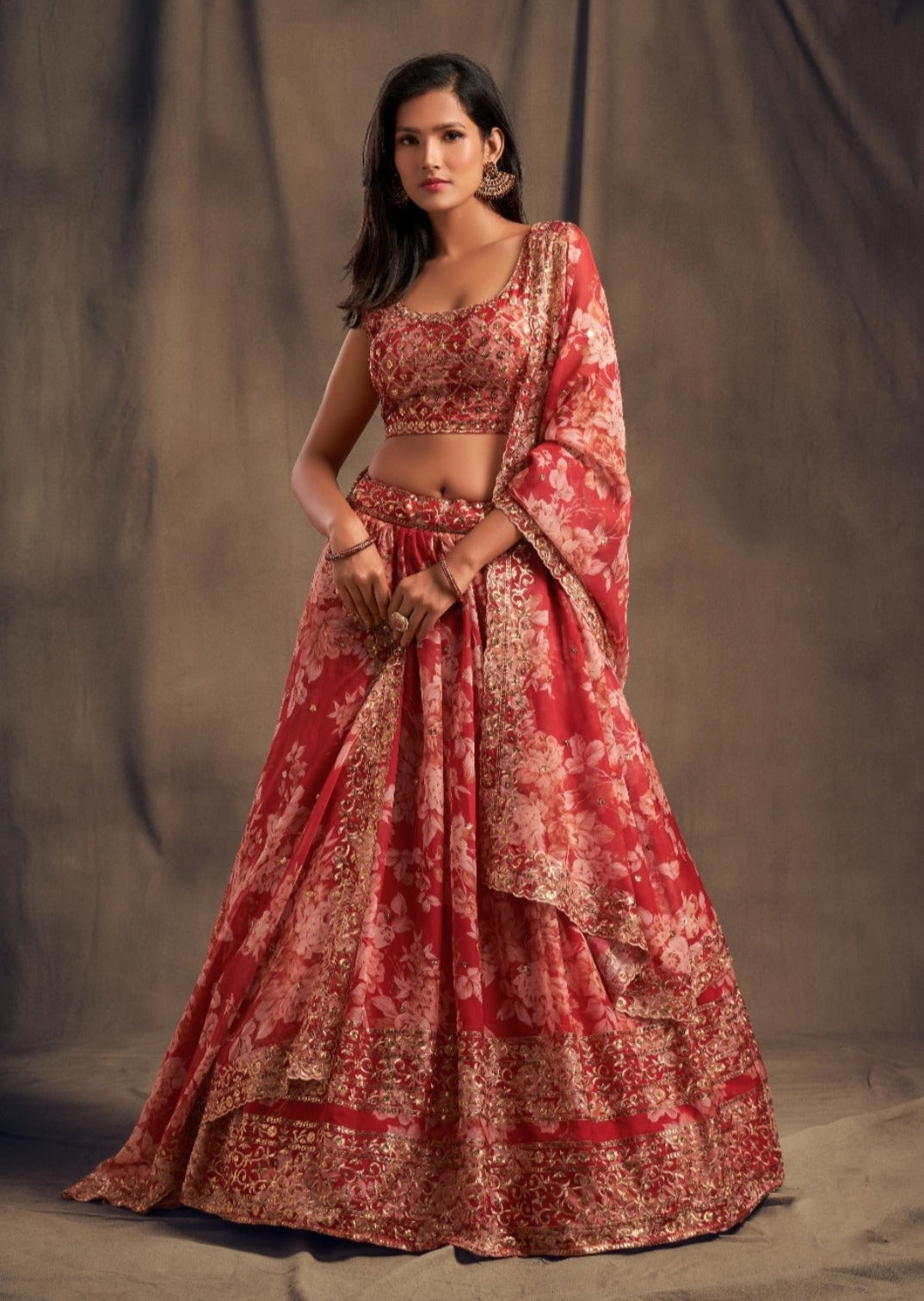 Organza lehenga