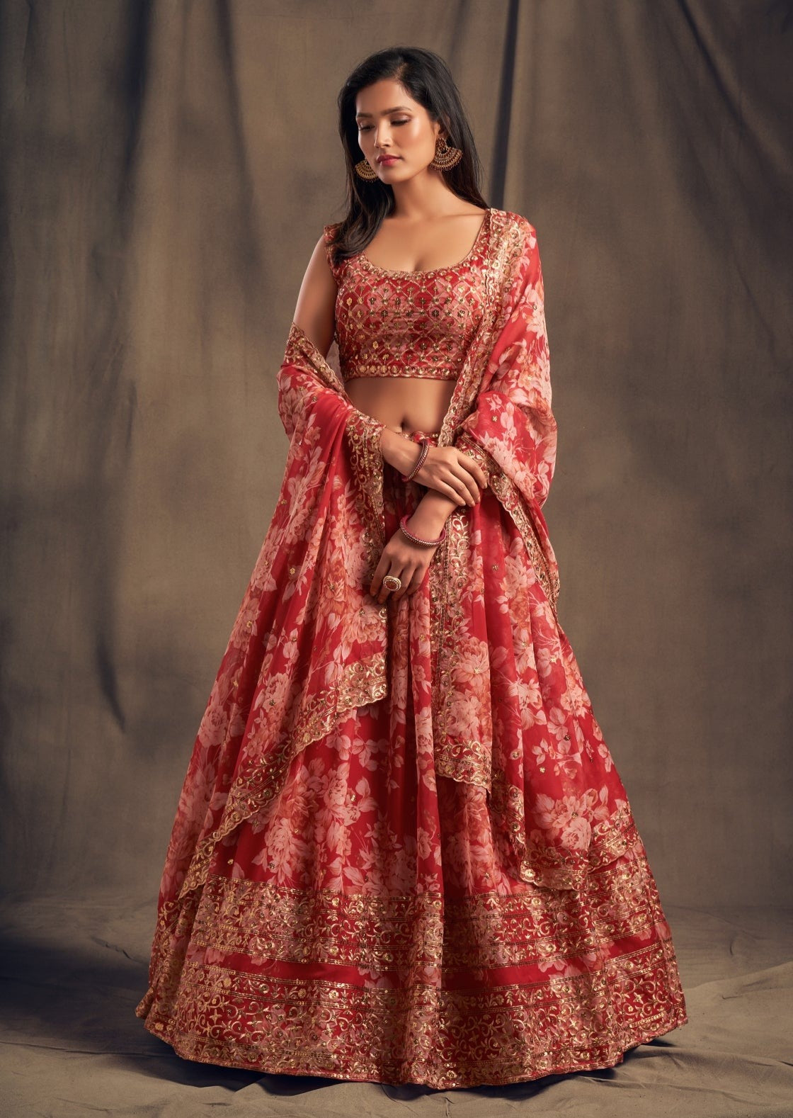 Organza lehenga