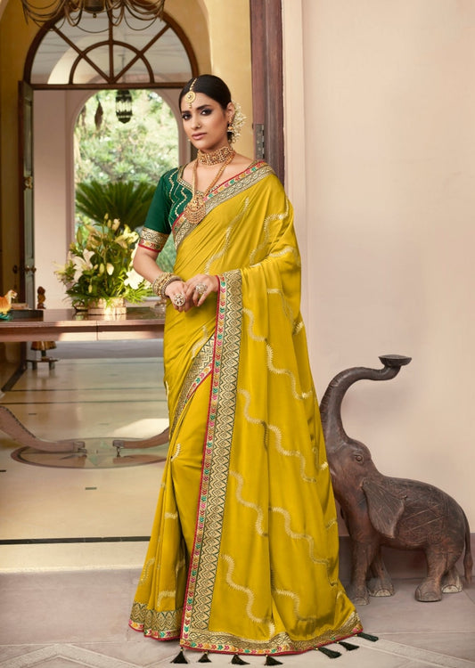 Abira Silk Marigold Yellow Saree
