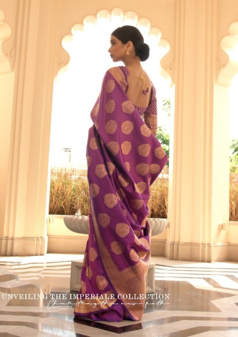 Banarasi Handloom Silk Magenta Pink Saree