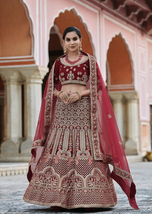 Maroon Red Bridal Lehenga Choli