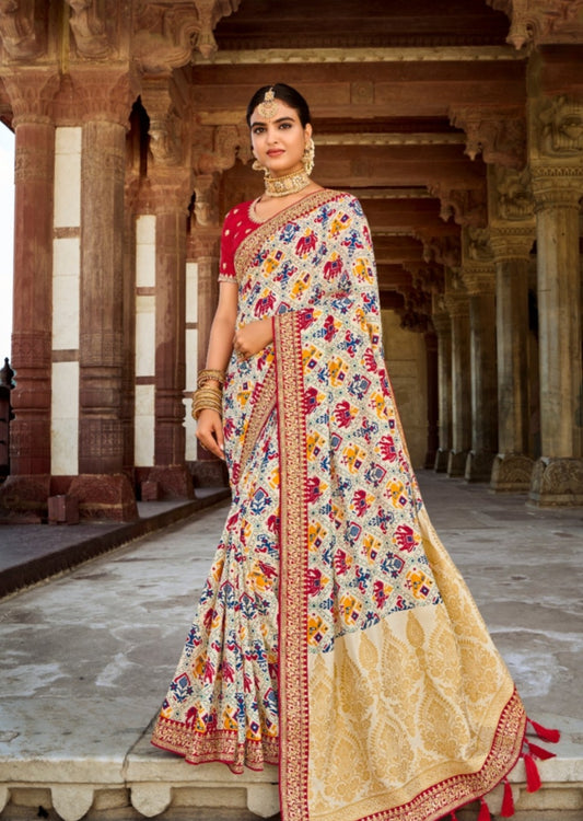 White Patola saree for wedding