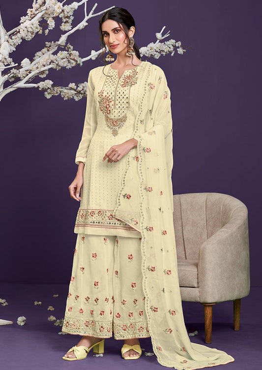 Georgette Cream Sharara Suit