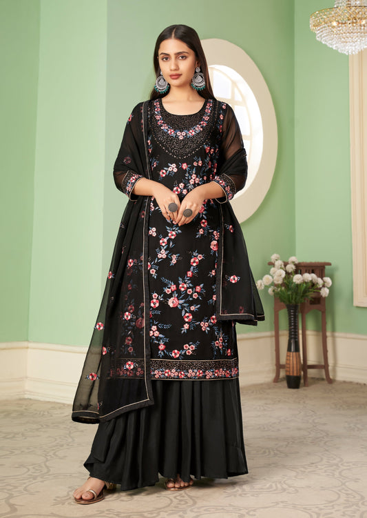 Black Partywear Sharara suit