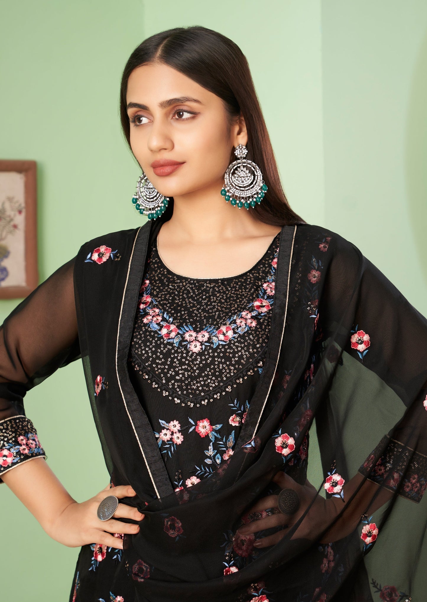 Black Party wear Sharara Suit