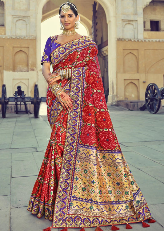 Banarasi Patola Silk Red Bridal Saree