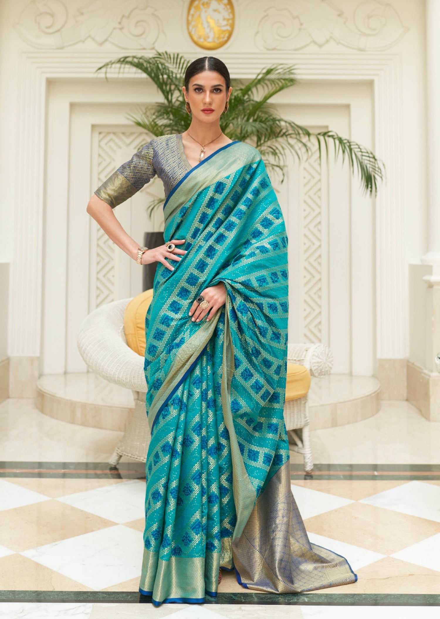 Rama Bandhani Patola Silk Saree and Rama Bandhani Patola Silk Sari online  shopping