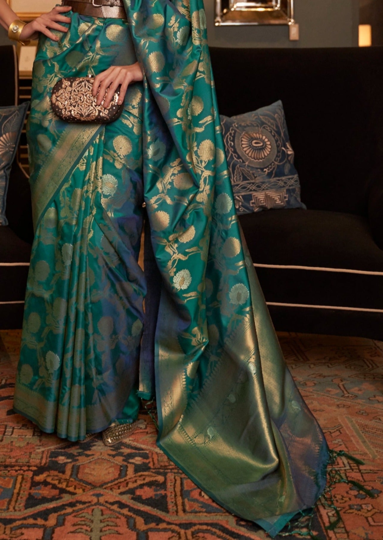 Pure Banarasi Silk Green Handloom Saree