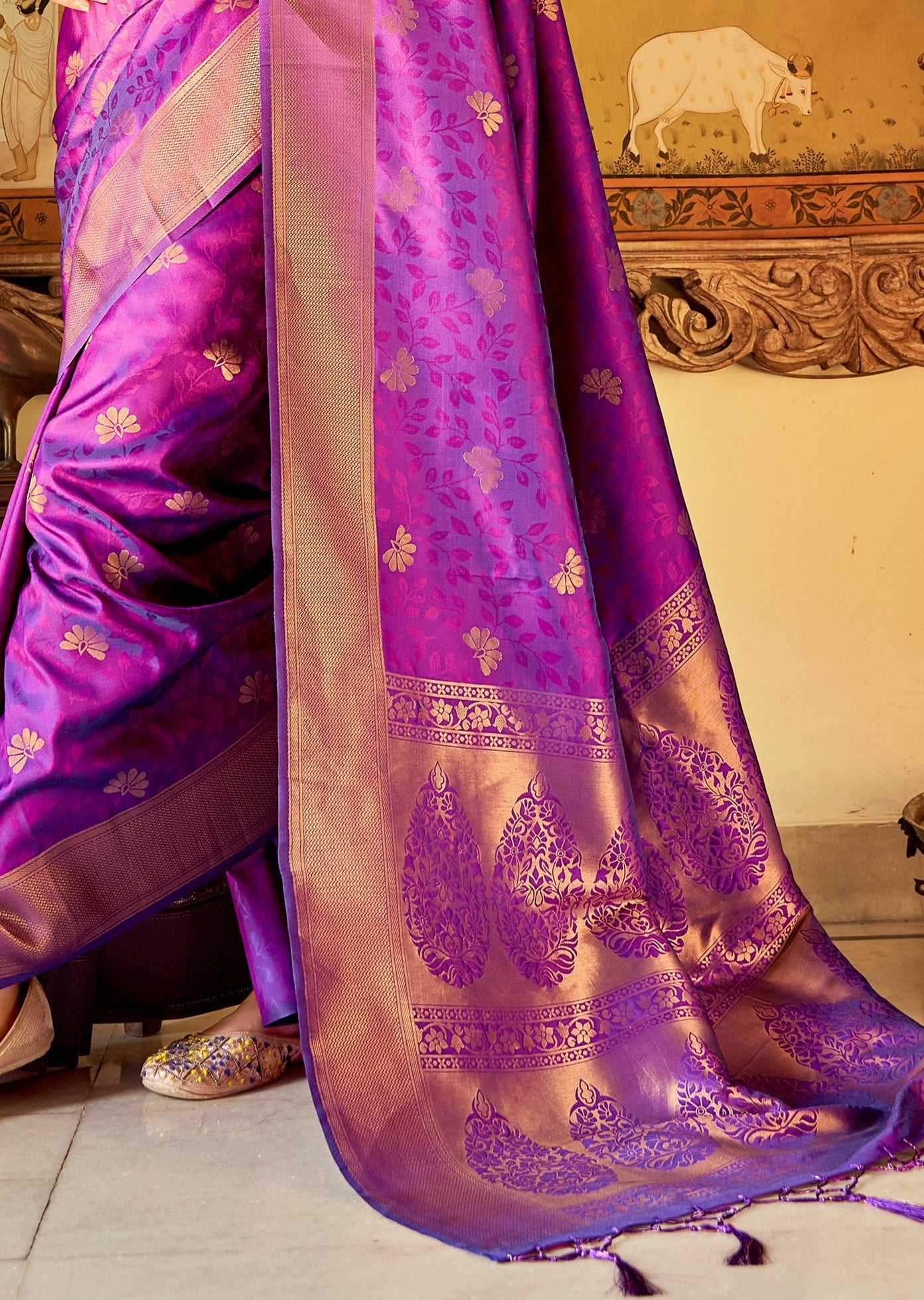 Banarasi Silk Violet Purple Handloom Saree