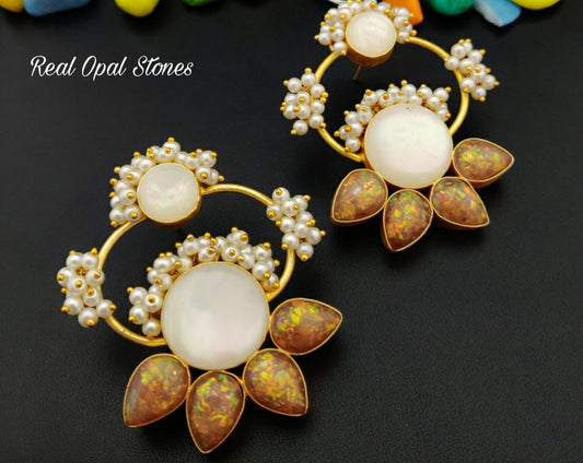 Azna Opal Stone Brown Earrings