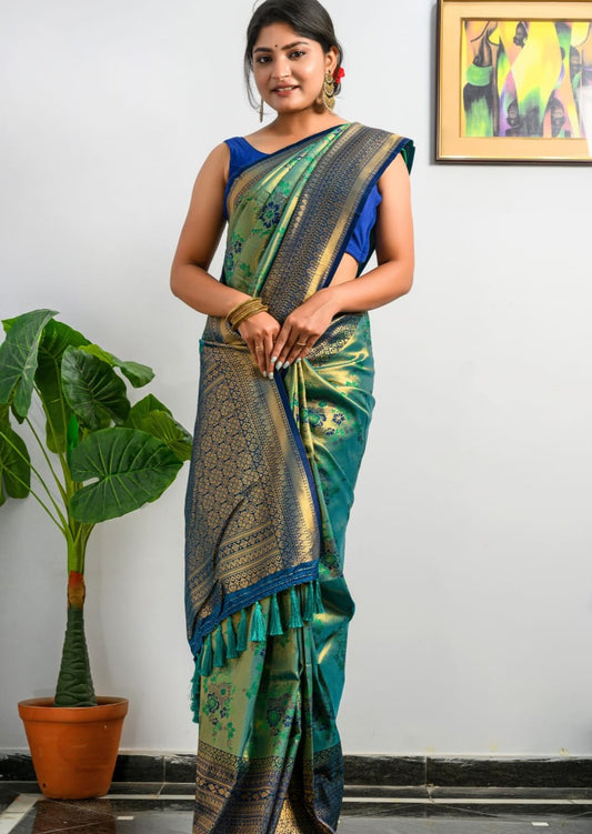Pure Kanjivaram Silk Green Handloom Saree