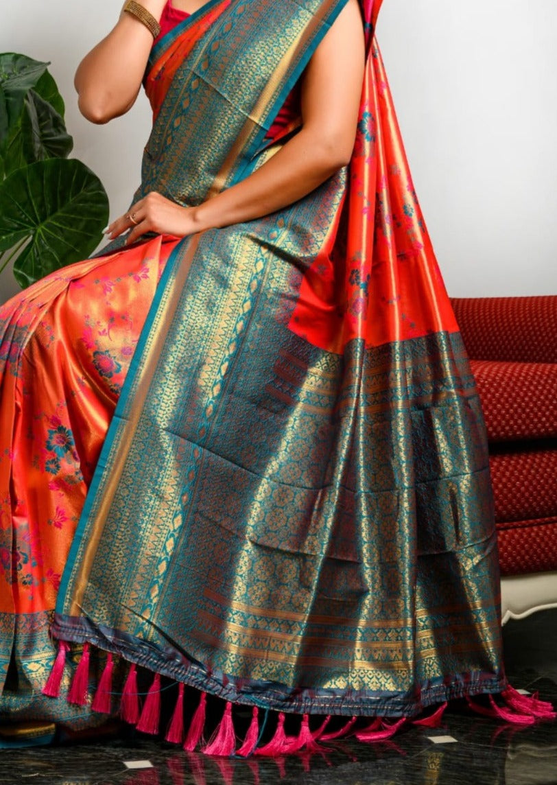 Pure Kanjivaram Silk Red Handloom Saree