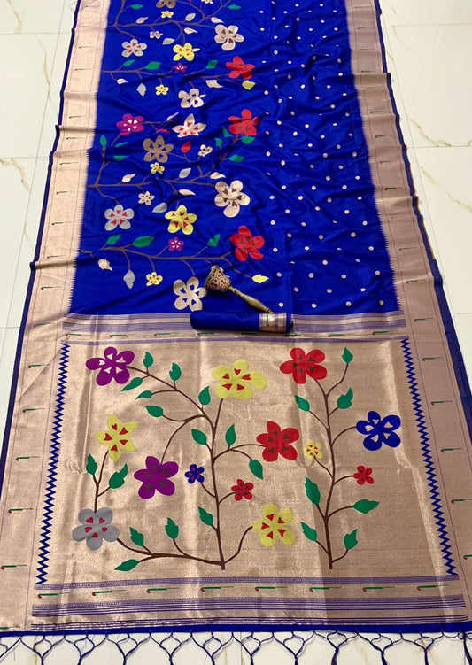 Pure Paithani Handloom Silk Muniya Border Saree (with colour options)