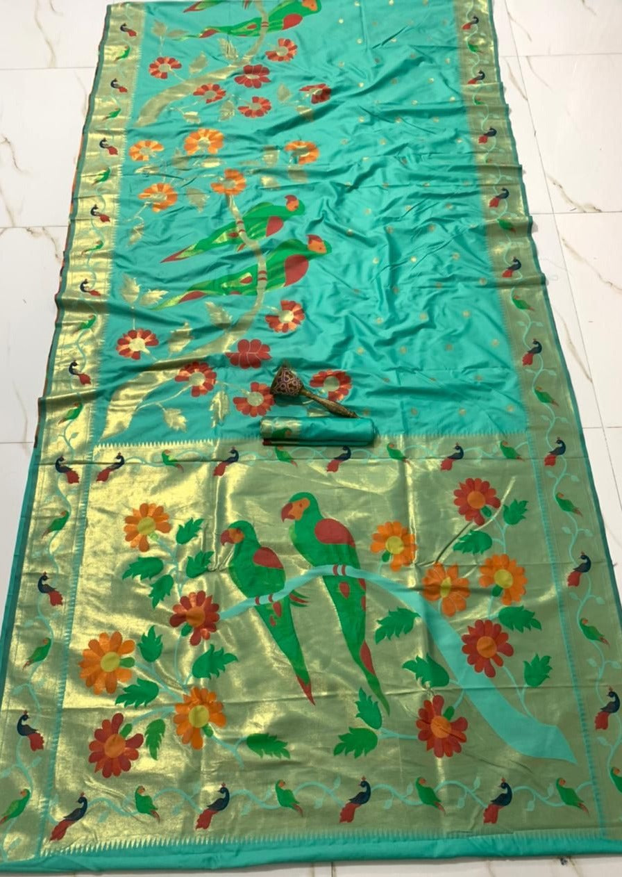 Pure Paithani Silk Handloom Zari Saree (with colour options)