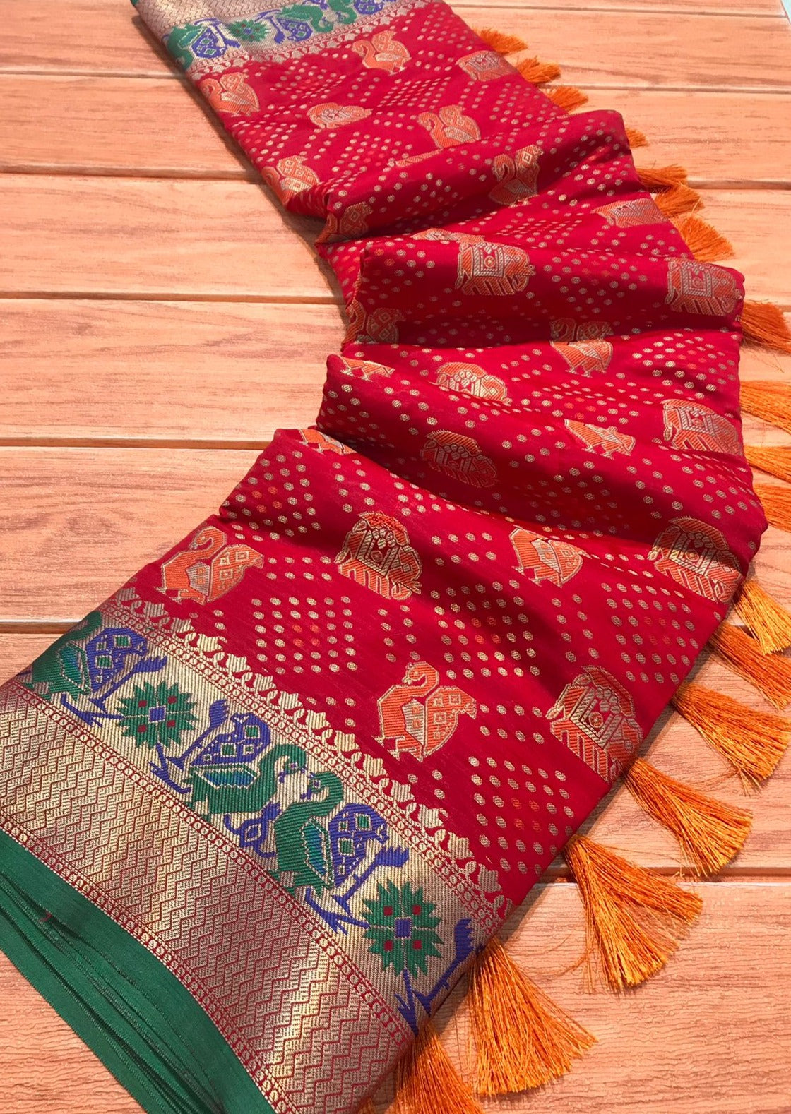 Rajkot Patola Handloom Silk Ikat Saree (with colour options)