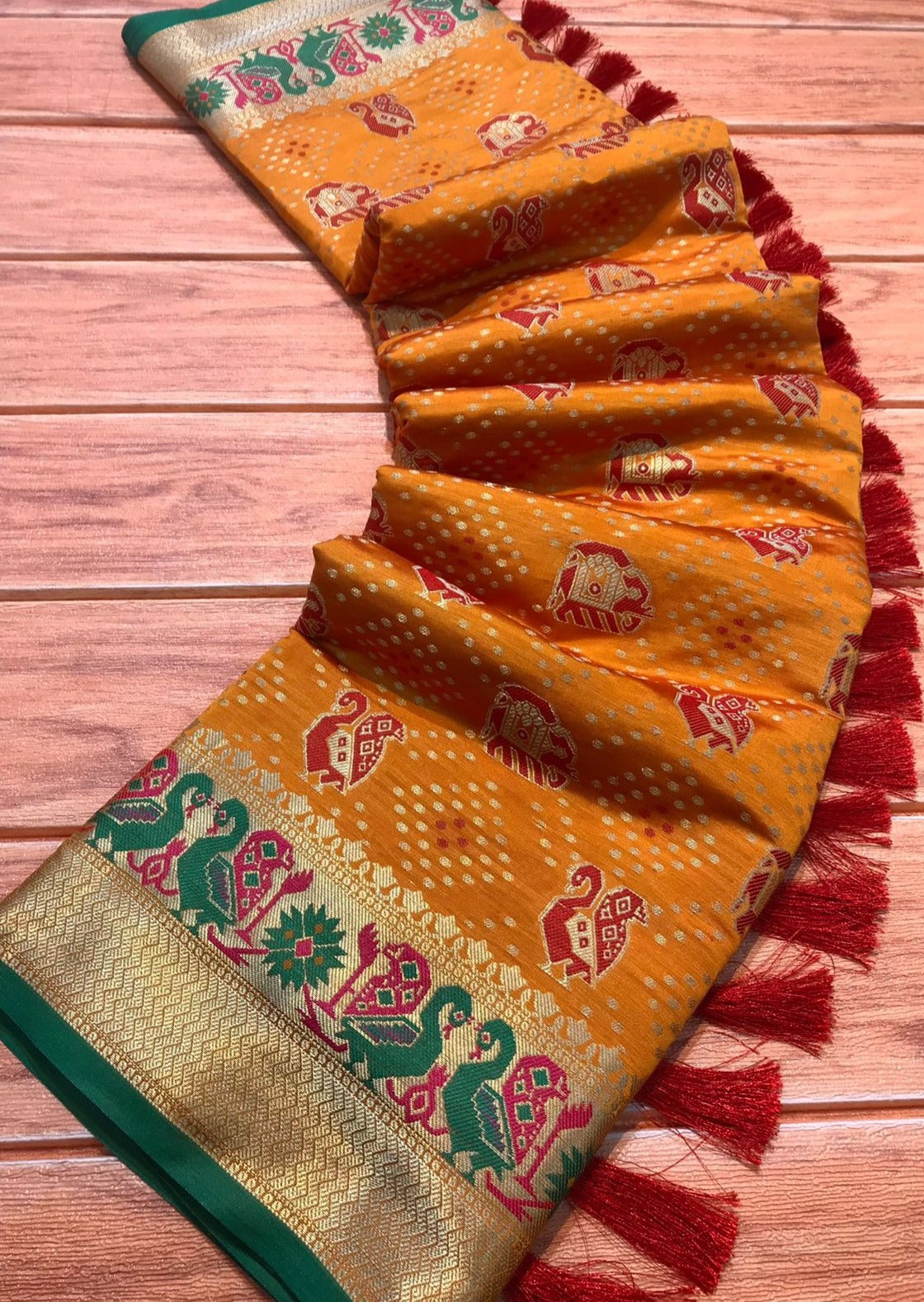 Rajkot Patola Handloom Silk Ikat Saree (with colour options)
