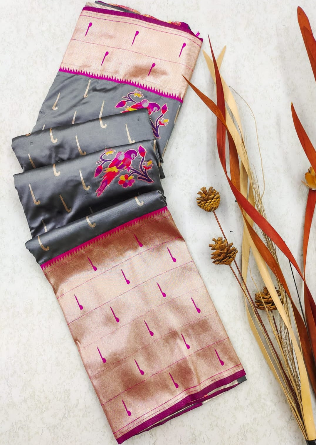 Pure Paithani Handloom Silk Bridal Saree (with colour options)