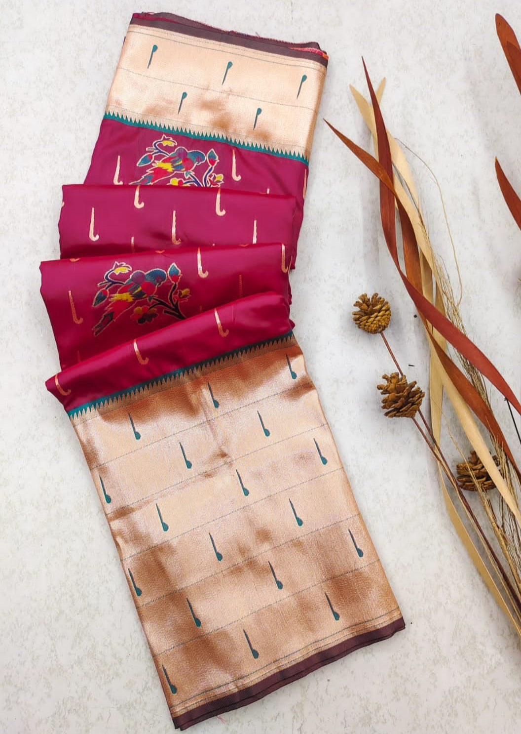 Pure Paithani Handloom Silk Bridal Saree (with colour options)