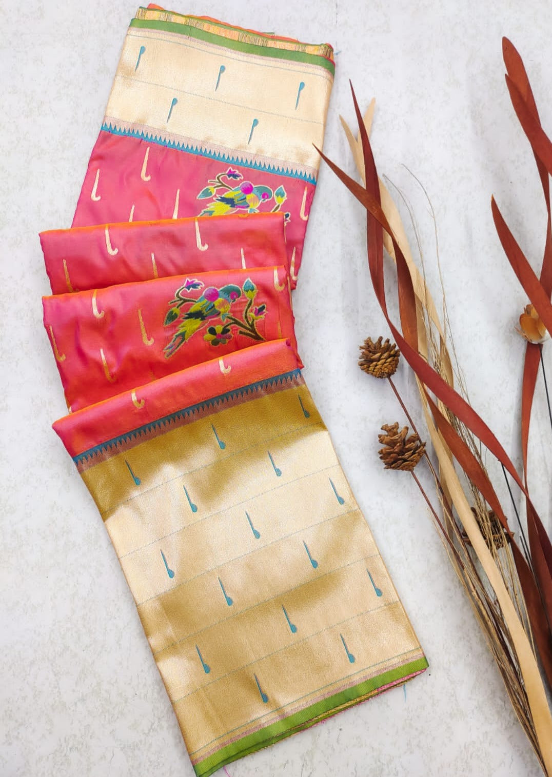 Pure Paithani Handloom Silk Bridal Saree (with colour options)