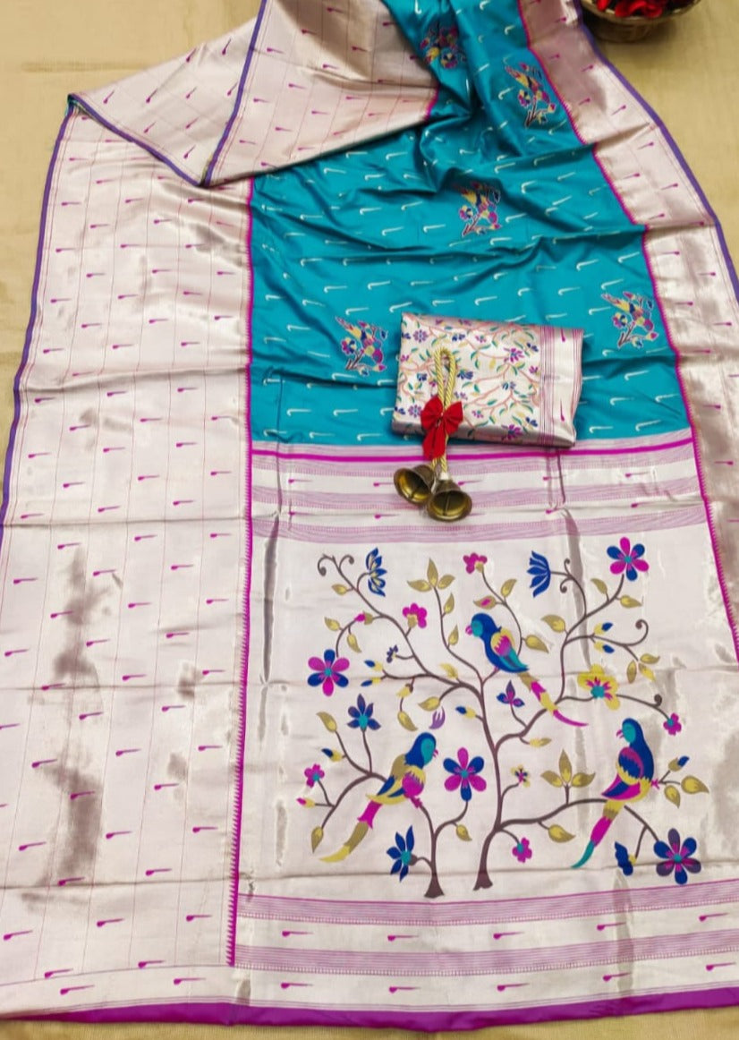 Blue Paithani Silk Handloom Saree