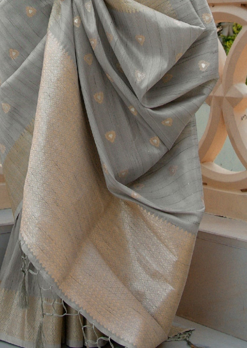 Cotton Silk Grey Saree