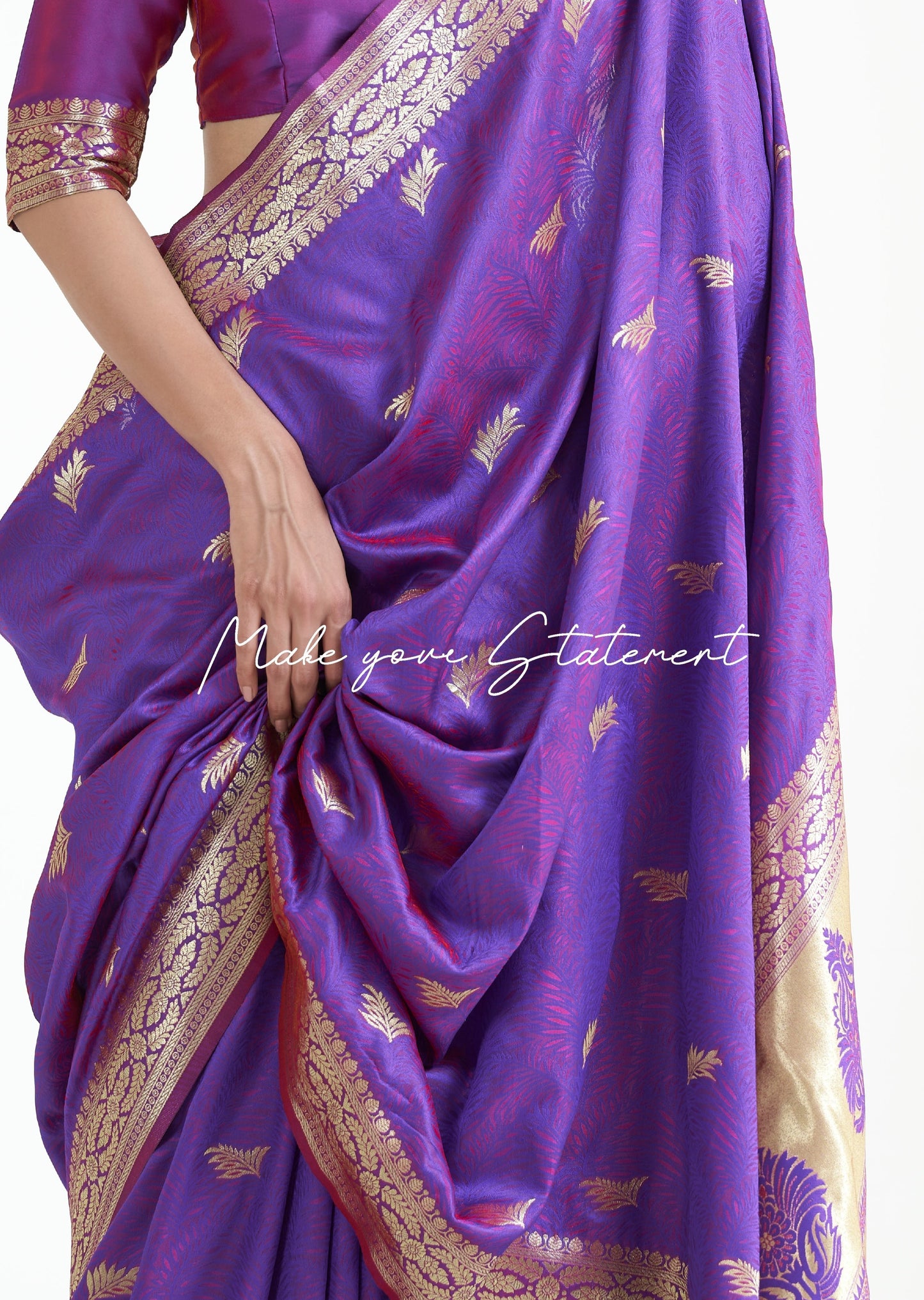 Pure Silk Violet Banarasi Saree