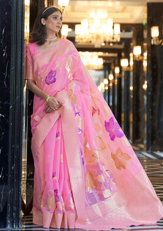Pure linen handloom saree online.