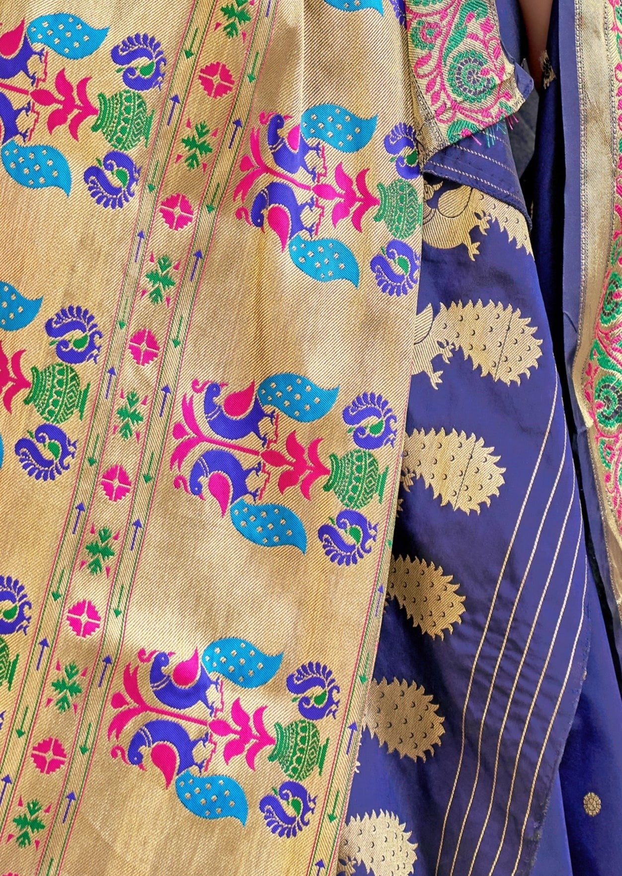 Pure Paithani Silk Royal Blue Handloom Saree