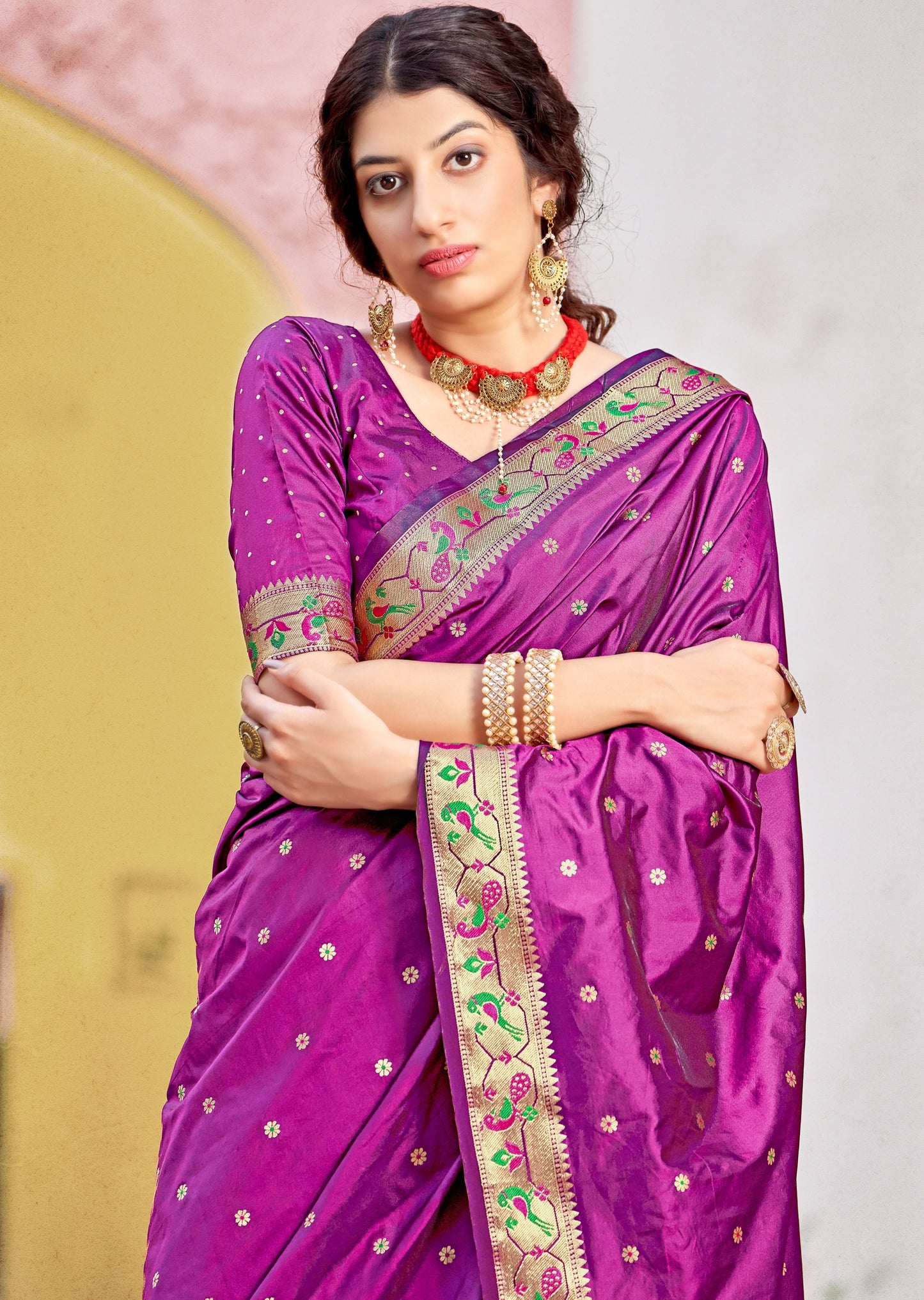 Shrisha Paithani Silk Magenta Pink Saree