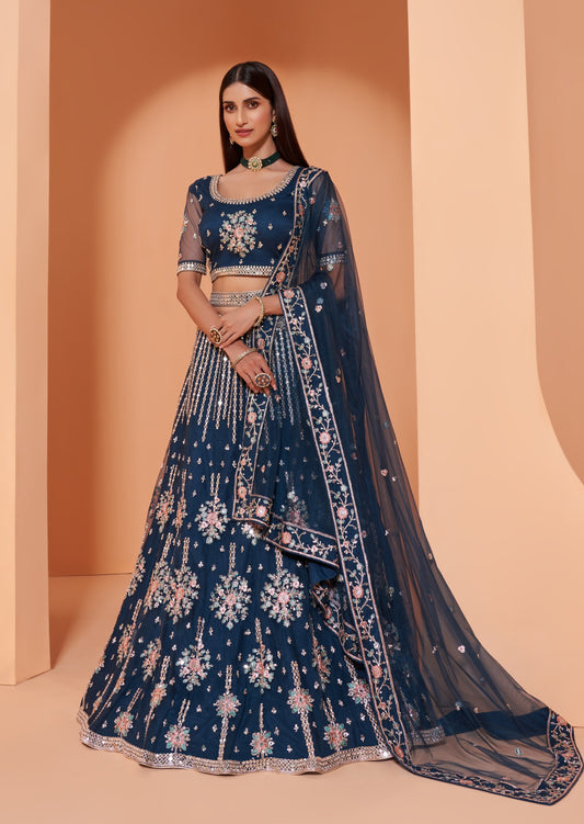 Royal blue wedding lehenga