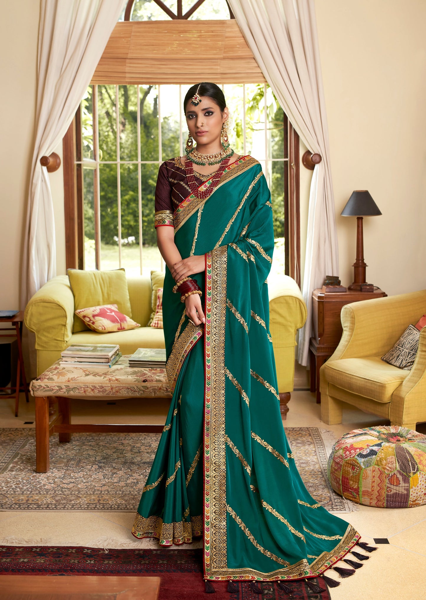 Abira Silk Pine Green Saree