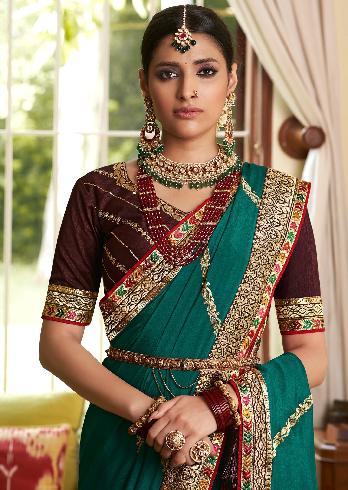 Abira Silk Pine Green Saree