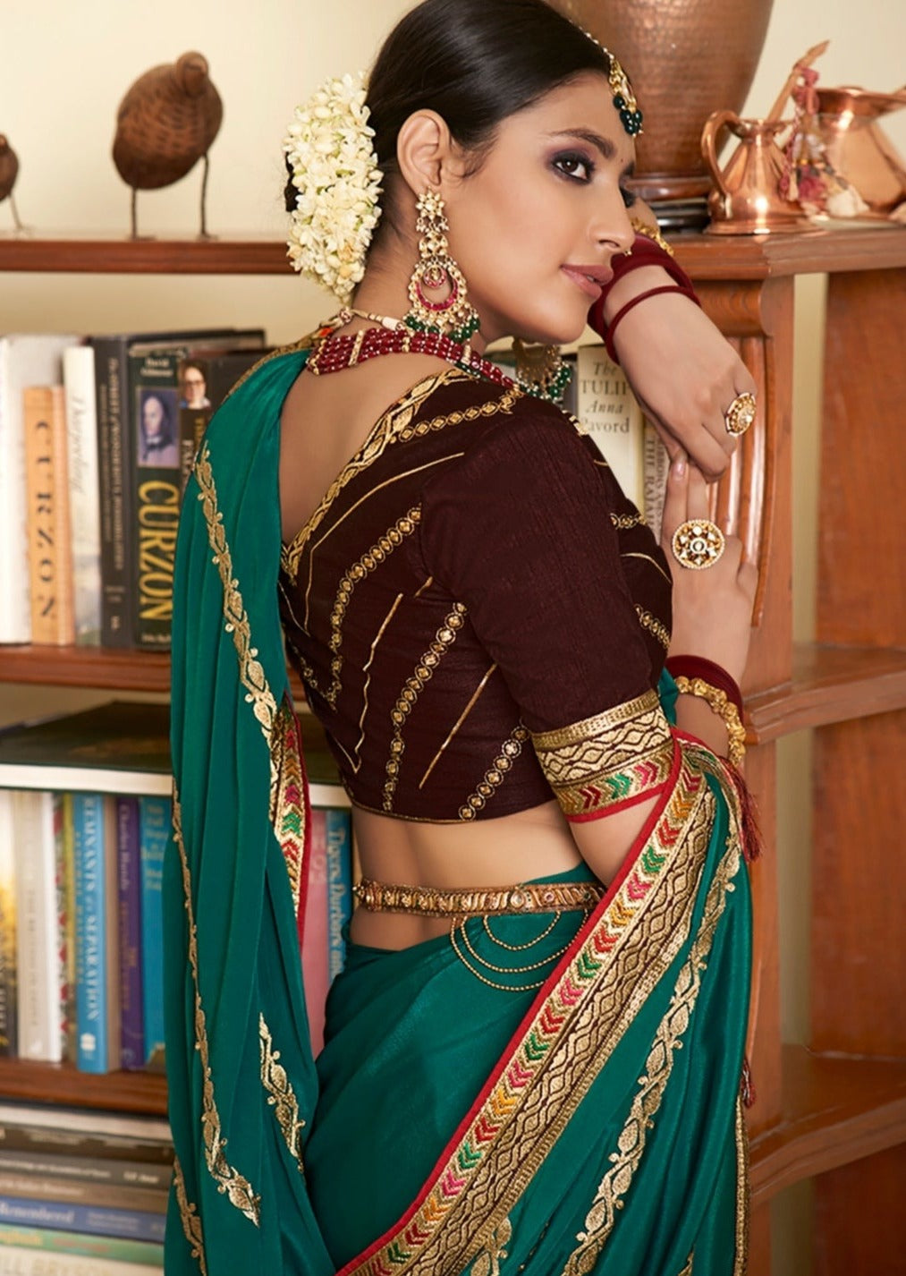 Abira Silk Pine Green Saree