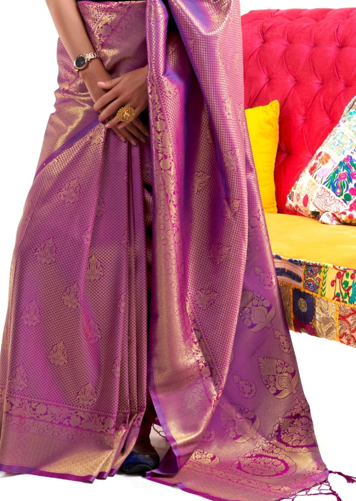 Pure Kanjivaram Silk Magenta Pink Saree