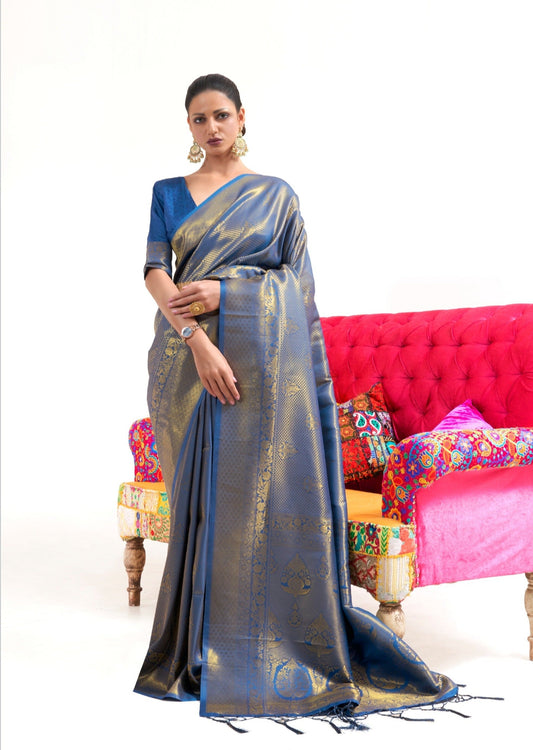 Blue Kanjivaram saree online