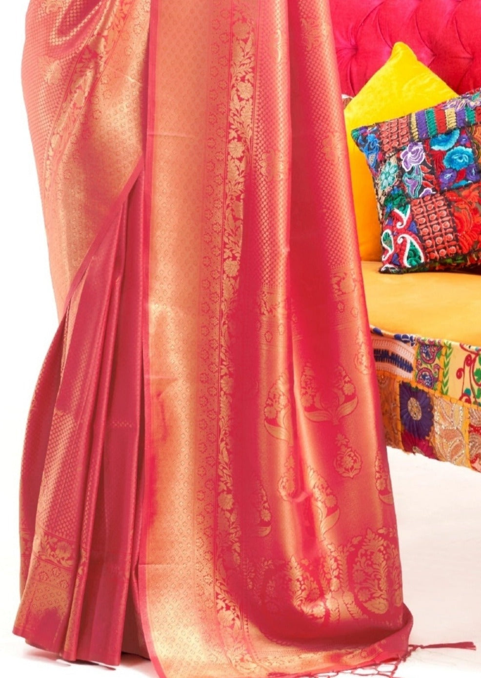 Pure Kanjivaram Silk Apricot Orange Saree