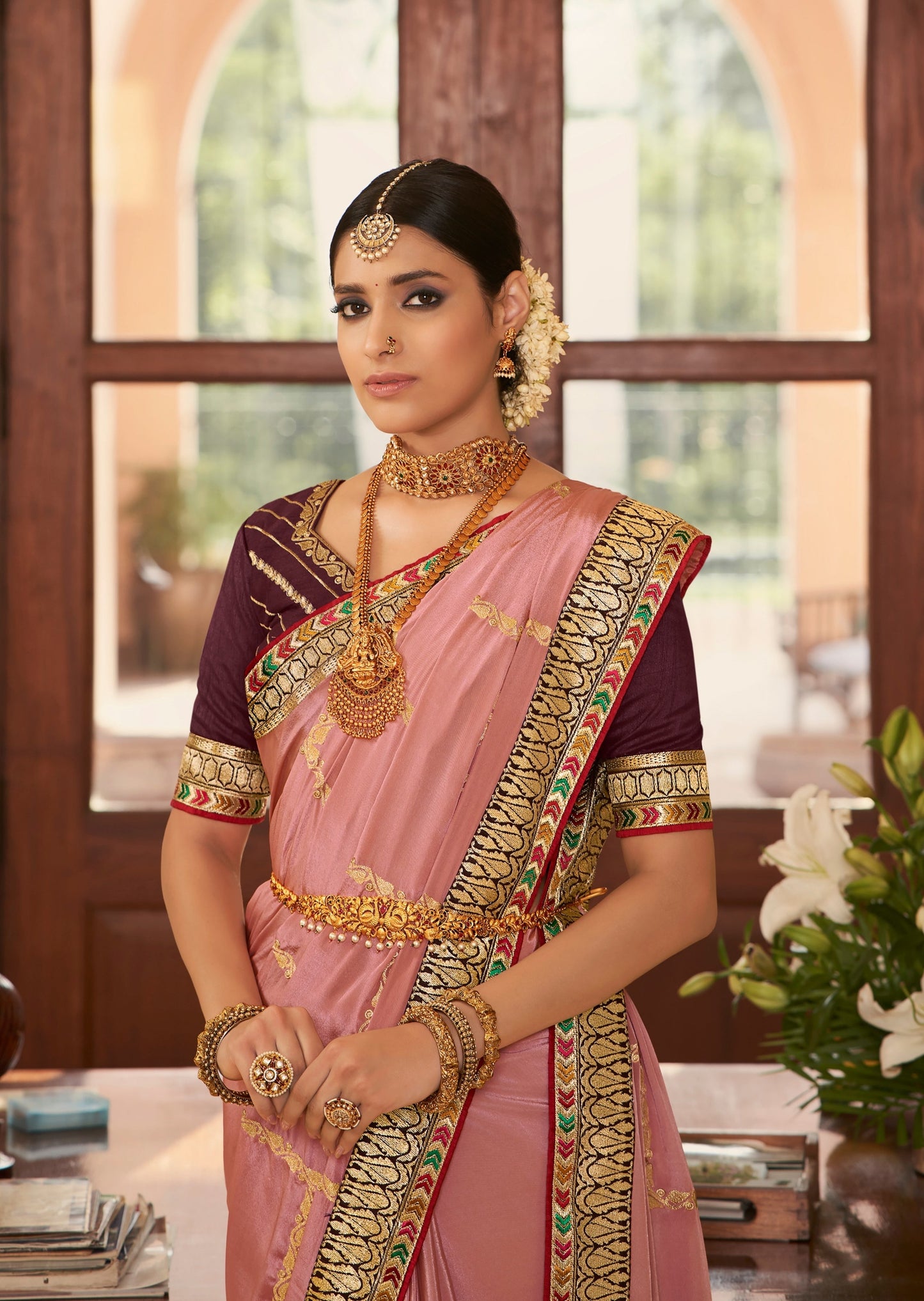 Abira Silk Blush Pink Saree