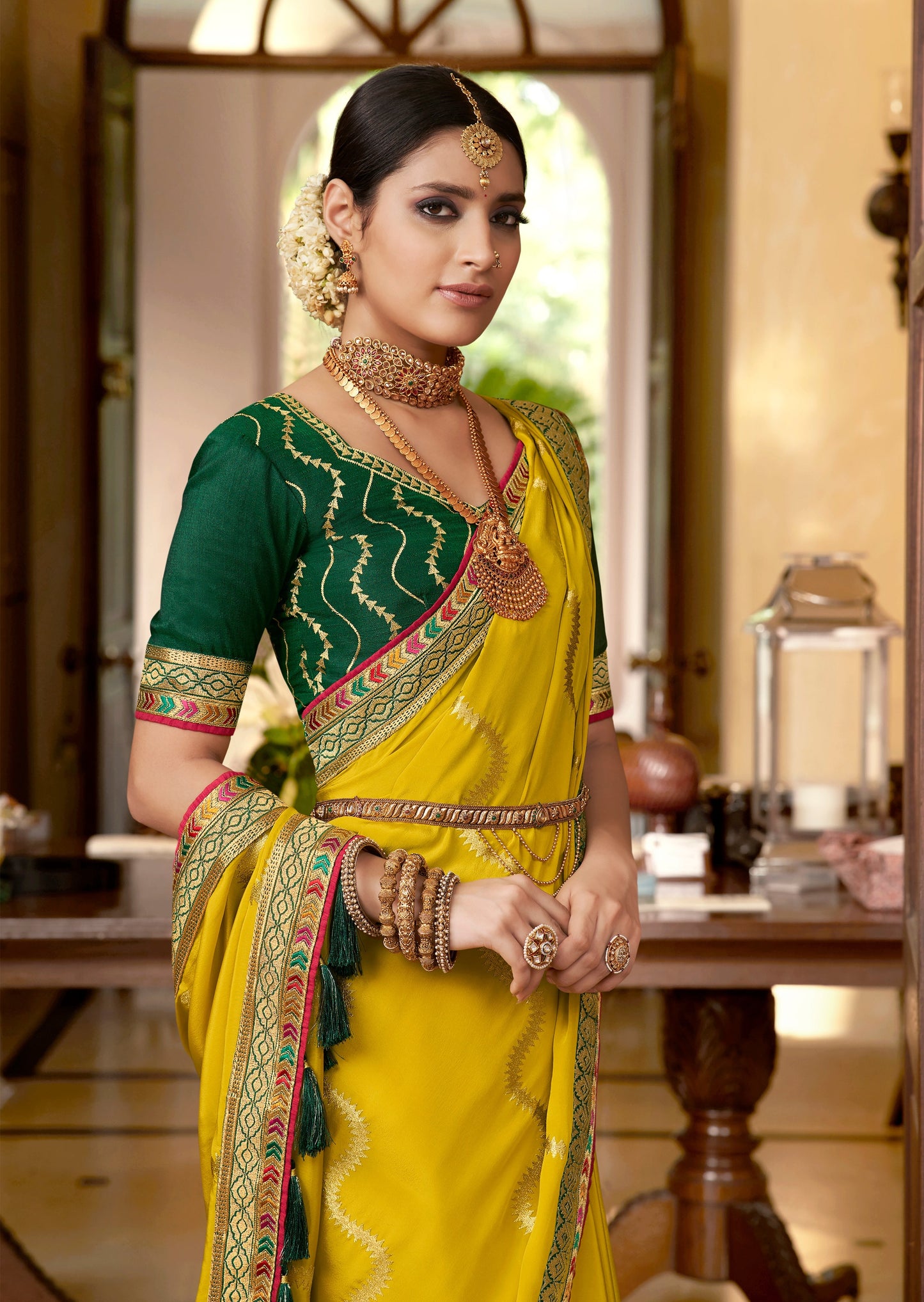 Abira Silk Marigold Yellow Saree