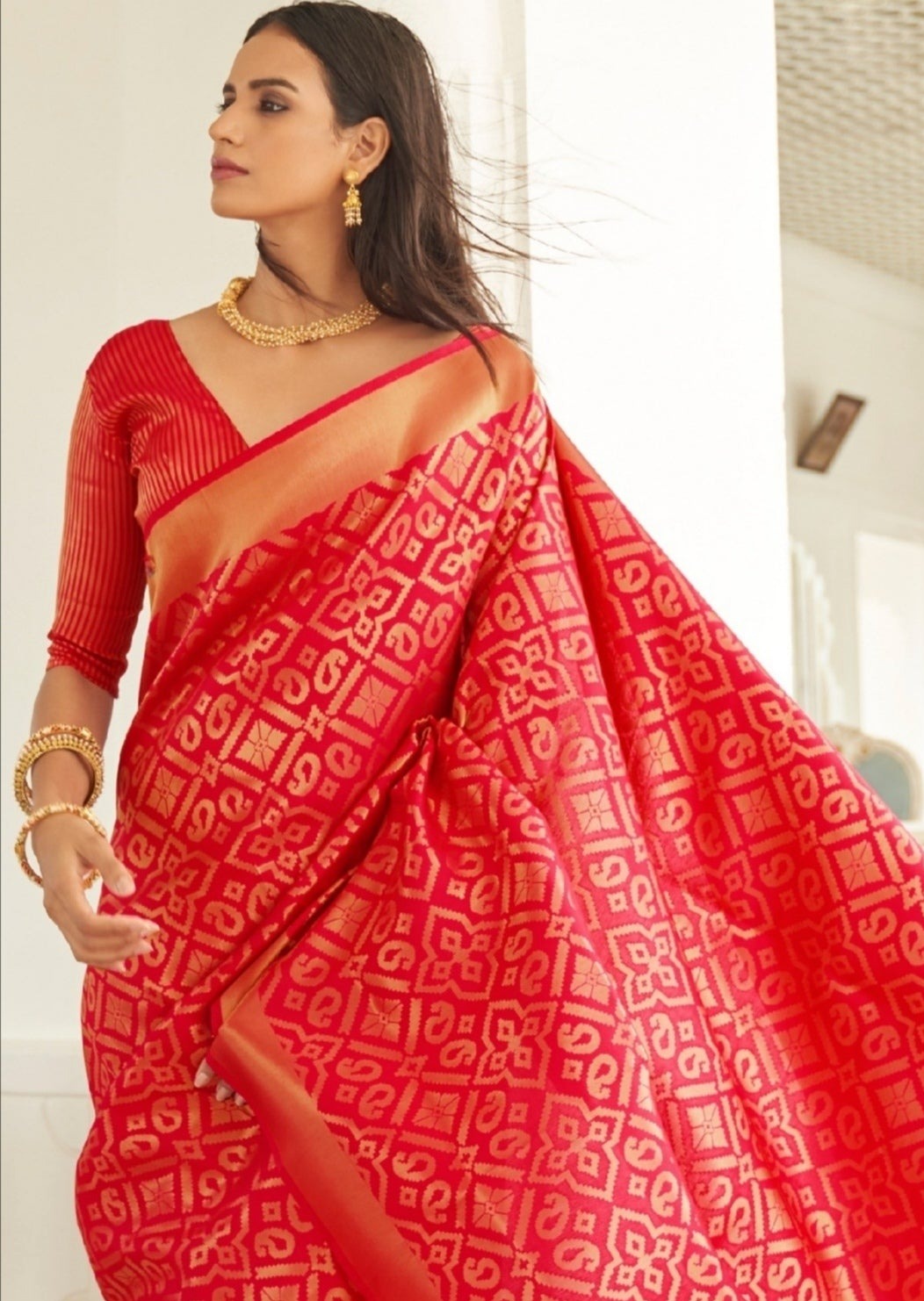 Red Banarasi Silk  Handloom Saree