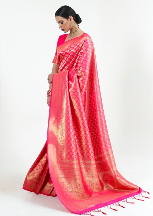 Hot Pink Kanjivaram Silk Saree