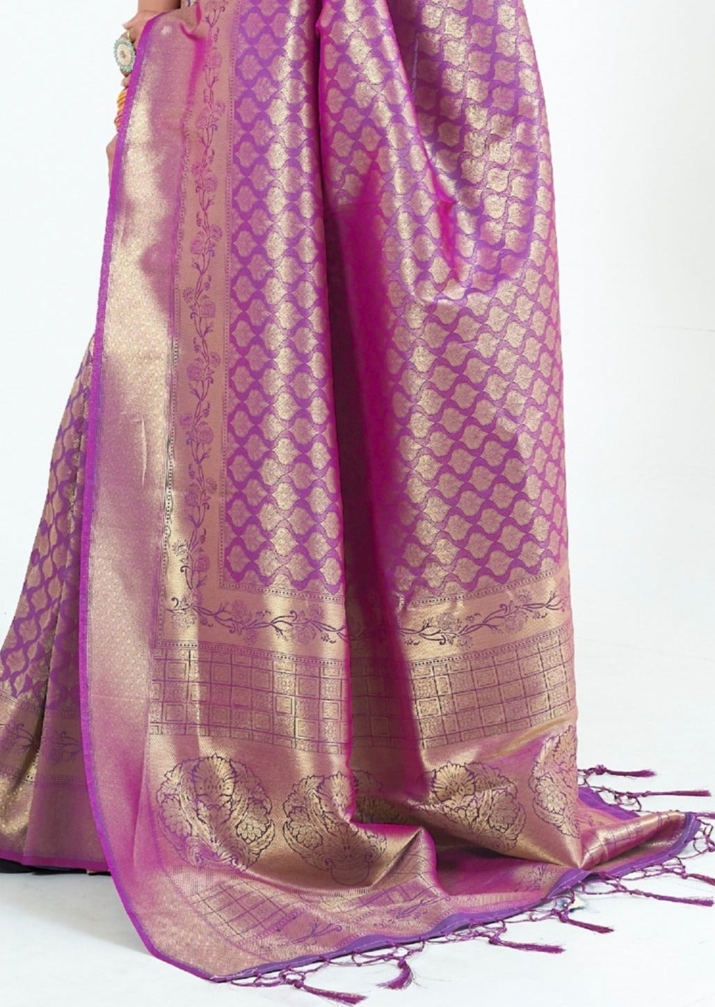 Violet Kanchipuram Silk Handloom Saree