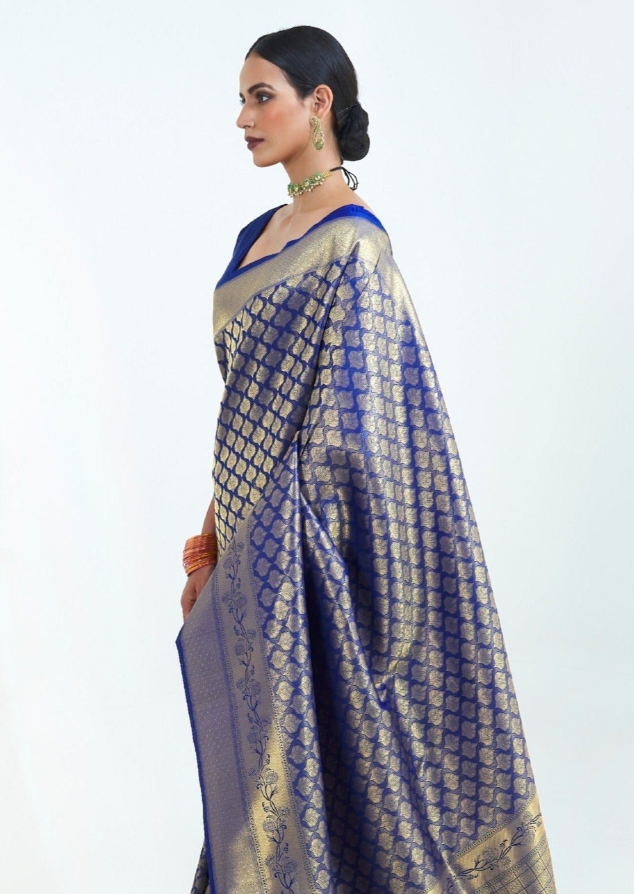 Blue Kanjivaram Silk Bridal Saree