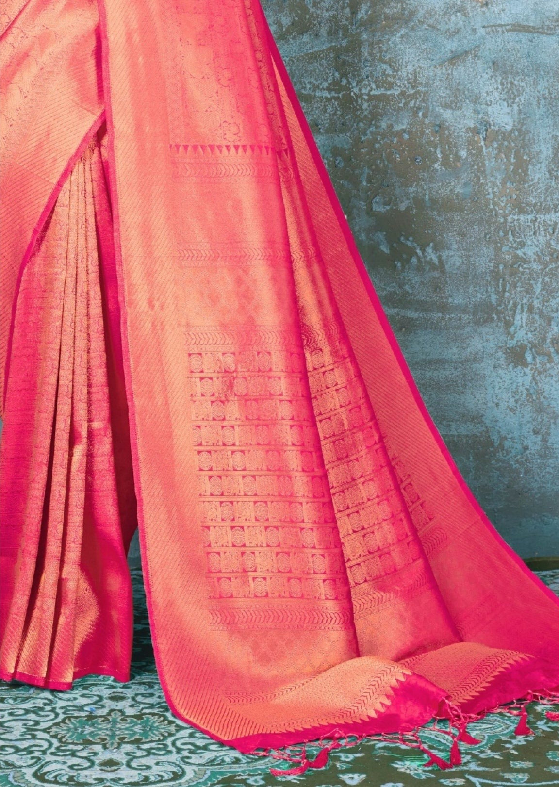 Royal Look Raspberry Pink Kanjivaram Silk Saree