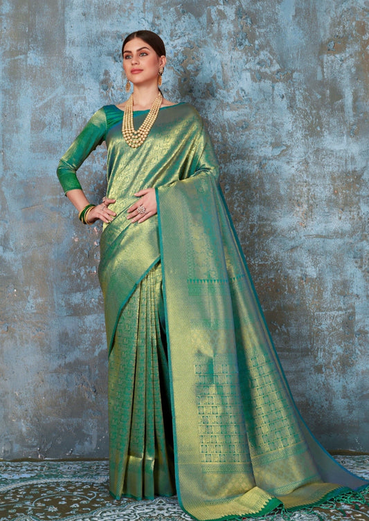 Royal Green Kanjivaram Silk Bridal Saree